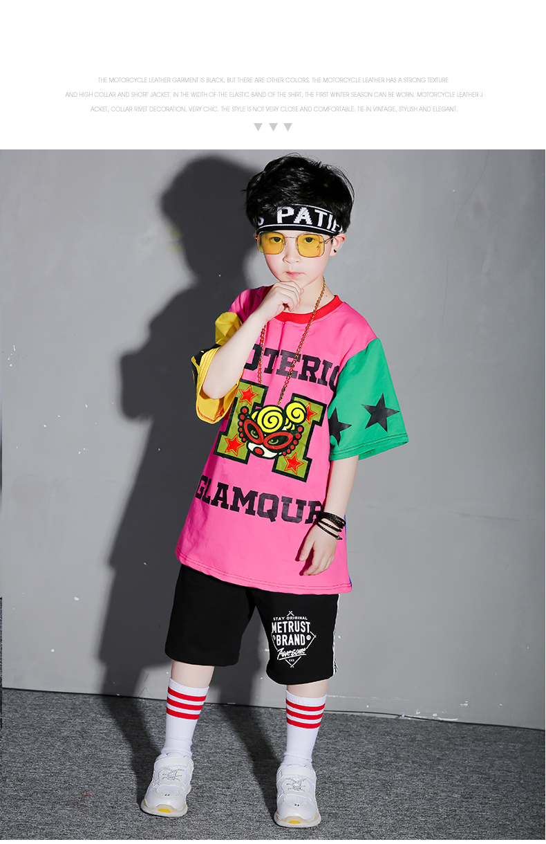 Trẻ em nhảy đường phố trang phục cậu bé phù hợp với trang phục cô gái hip hop quần áo jazz biểu diễn khiêu vũ quần áo phù hợp với thủy triều đầm trẻ em cao cấp