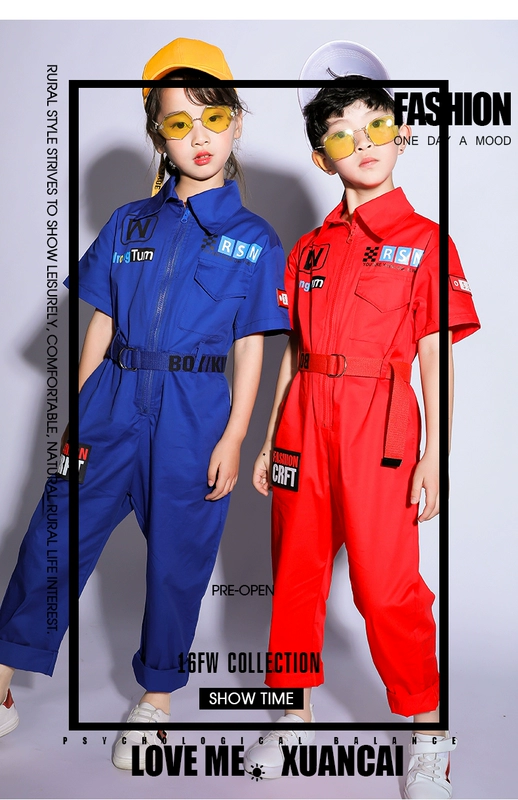 Trang phục trẻ em nhảy múa đường phố trang phục phù hợp với cậu bé hip hop dụng cụ Quần áo Xiêm bộ quần áo liền thân cho bé