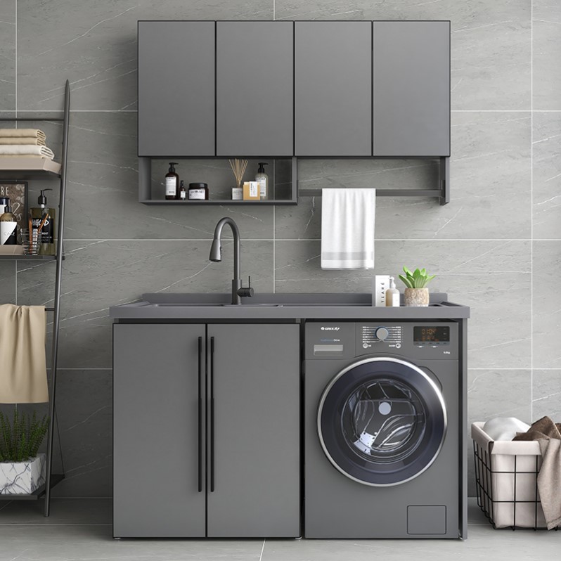 Space aluminum balcony laundry combined HandelBalm bathroom with rubber roller washing machine mate