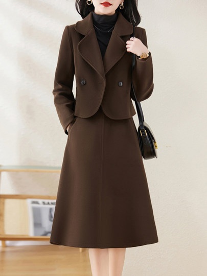 Cormusse big brand autumn and winter suit women's two-piece fashionable temperament 2025 new woolen coat skirt