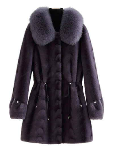 Cormusse fur all-in-one coat women's new winter thickened and warm imitation mink velvet fox fur top