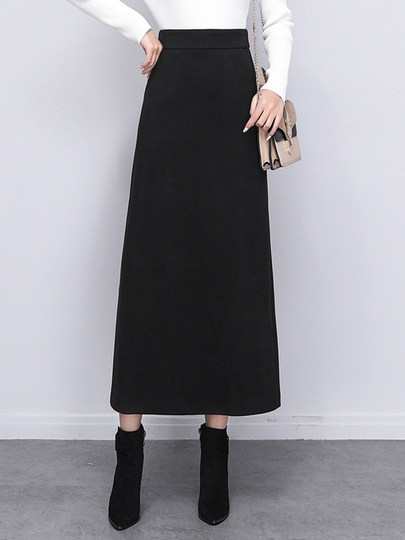Cormusse high-end skirt women's 2025 new autumn and winter style a-line hip-slim woolen long skirt with drape