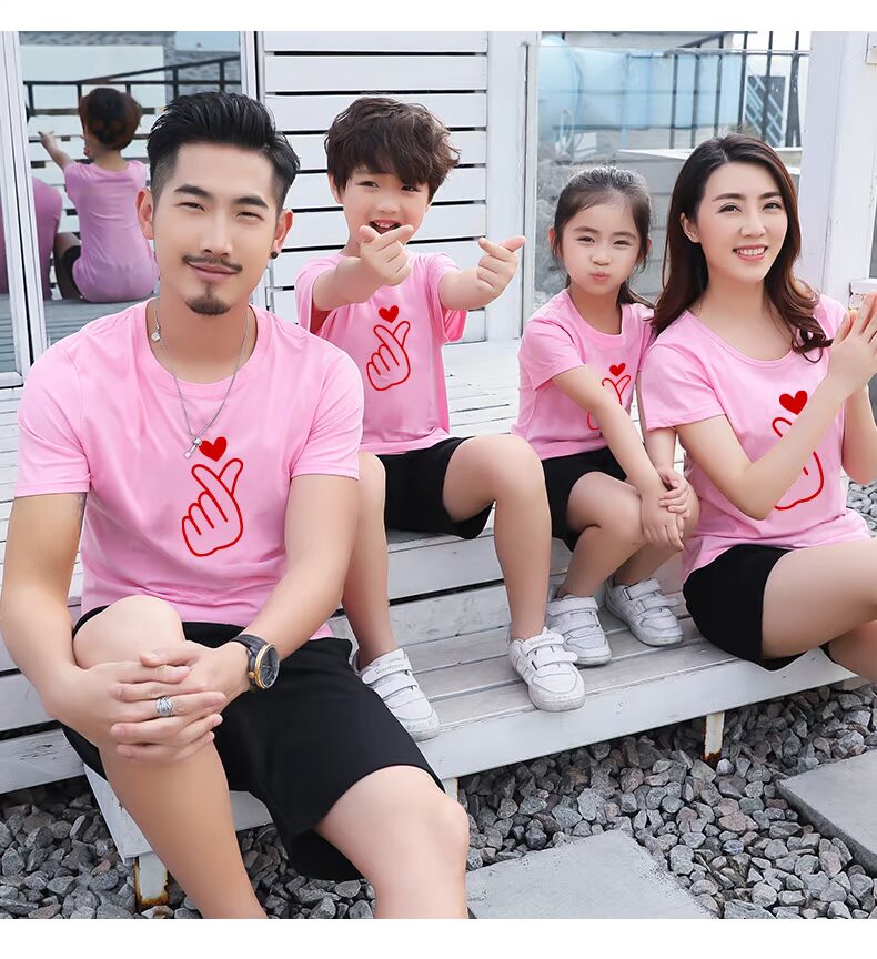 Đầm dự tiệc hè cho bé vui nhộn 2018 mới trang trí nhà đầy đủ sáng tạo phiên bản Hàn Quốc của một gia đình ba áo thun ngắn tay bộ pijama cho gia đình 3 người