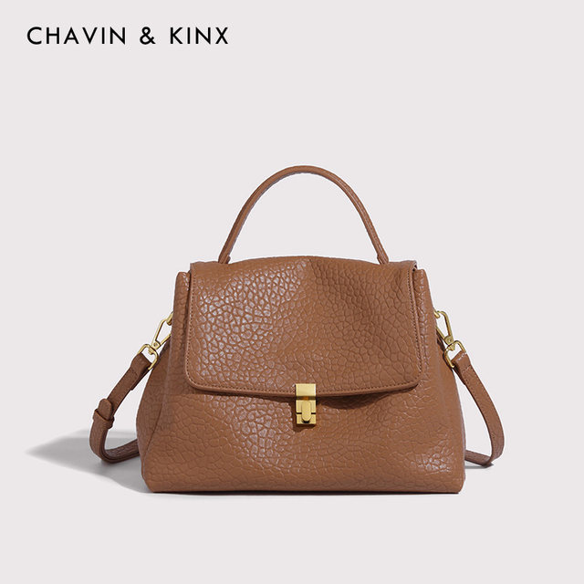 ChavinKinx black fashion shoulder bag lychee pattern bag 2022 new women's bag all-match handbag