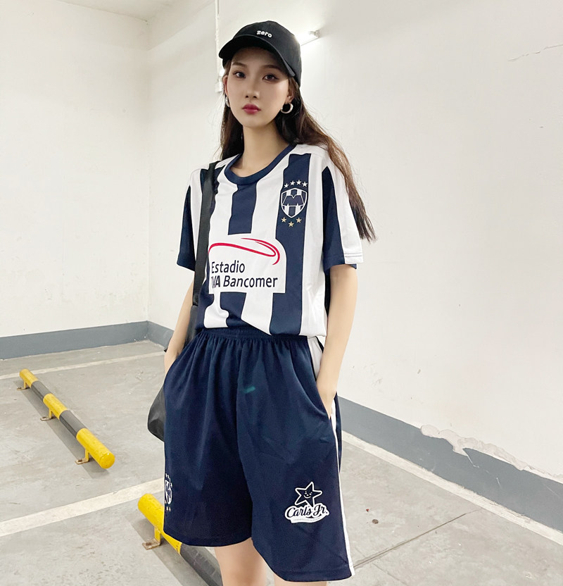 Han Edition Dark Blue Football Costume Casual suit for male and female students uniform hip hop tide loose in