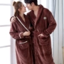 Flannel vài chiếc áo ngủ nam phong cách Trung Quốc nam và nữ mùa đông dài dày áo choàng mùa đông nam giới