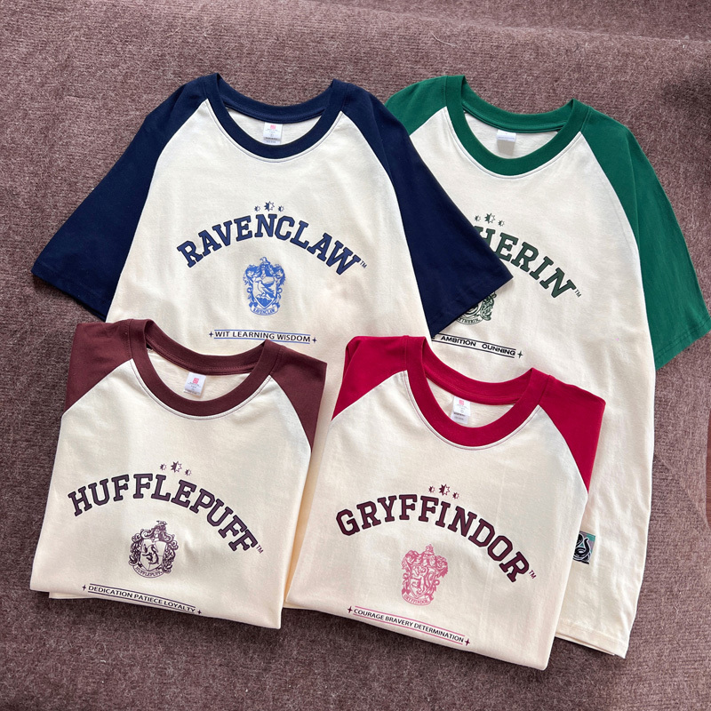 Harry Potter Collaboration 2025 Classic Patchwork T-Shirt Women's Short-Sleeve Personalized Letter Couple Outfit Universal Studios Tee