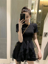 Hepburn style small black skirt Tutu temperament dating dress design sense niche women summer 2021 new