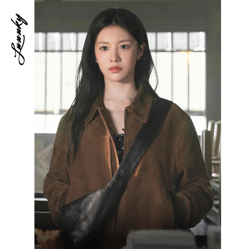 How to Translate Love into Words? Gao Yunzhen's Same Style Melard Suede Retro Short Coat, Loose Korean-Style Jacket Top