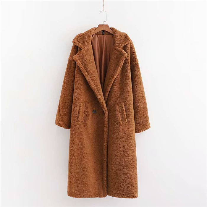 [毛呢大衣羊羔泰迪绒风衣外套女 пальто жен coat women]