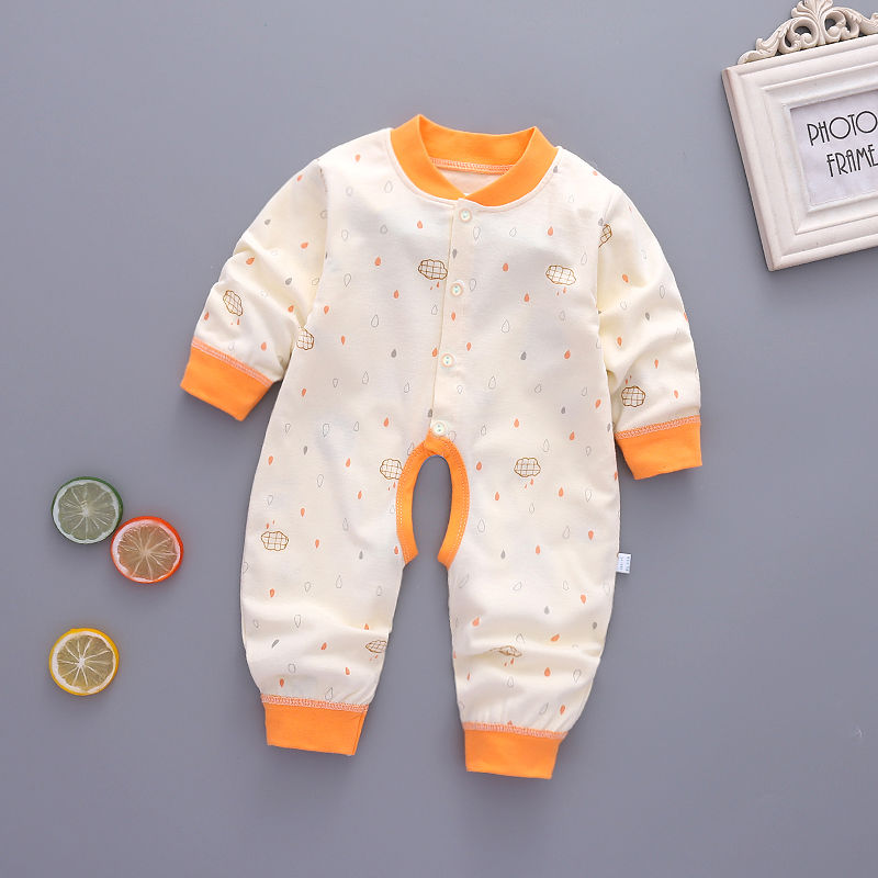 Bé jumpsuit cotton trẻ sơ sinh mùa thu váy sơ sinh 0 Pyjama nam mùa xuân mùa thu 3 bé khaon áo dài tay