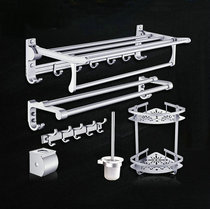 Towel Rack Towel Bar Shelve Space Aluminum Toilet Folding Bath Towel Rack Bathroom Bathroom Hardware Pendant Suit