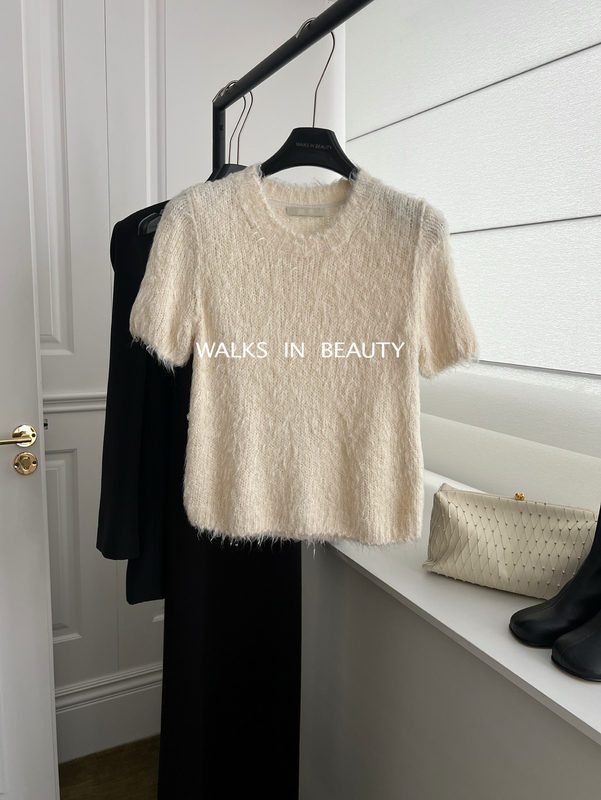Walks in Beauty 26Ss/New at First Glance! Tassel Tussah Silk Wool Round Neck Short Sleeves Walks in Beauty 26Ss/New at First Glance! Tassel Tussah Silk Wool Round Neck Short Sleeves