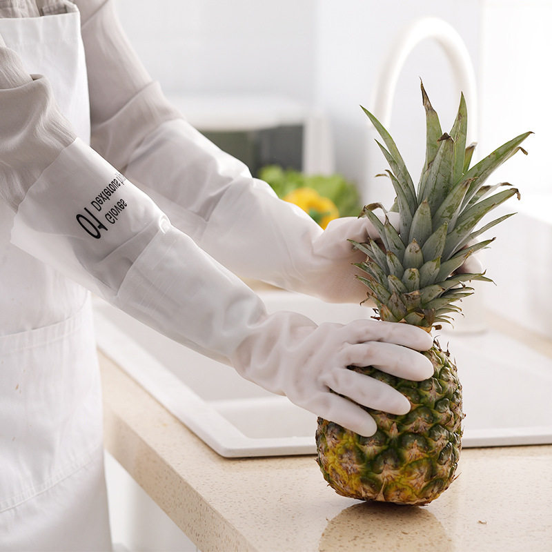 Thickened Durable Suede Rubber Gloves Women's Family Business Plastic Home Kitchen Dishwashing Clothes Waterproof Brushed Bowls