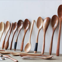 Wood Small Spoon Home Soup Spoon Porridge Spoon Stir Spoon Day Style Long Handle Wooden Rice Spoon Coffee Honey Wooden Spoon Custom