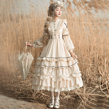 Secondary brand - Spring couple original Lolita shepherdess OP dress design CLA pastoral style skirt can be detachable 2way wear