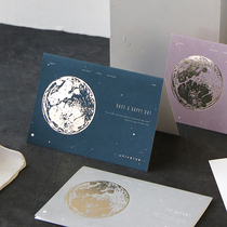 Riken Society Bronzing message card High-grade marble ins wind starry Sky Retro hand-painted flower blessing small card