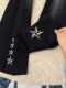 Star embroidered bootcut jeans for men, autumn and winter straight narrow pants, American high street velvet slim casual pants