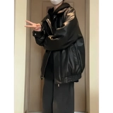 Черная демисезонная куртка, бейсбольная короткая форма, изысканный стиль, в американском стиле