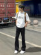 Black slightly flared scimitar trousers for men, summer thin, American handsome, high-end trousers, ice silk drapey straight trousers