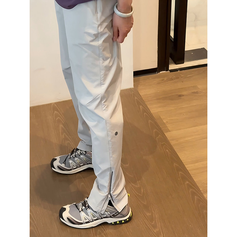 アメリカンスタイルのサイドジッパー付きフレアパンツ（メンズ）、サマースポーツ、速乾性、ワークウェア、防風性、機能的なアウトドアハイキングパンツ