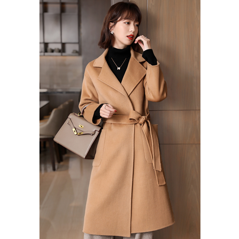 FENPERATE high-end brand wool coat woman 2022 winter design sensation in long version double sided fur coat