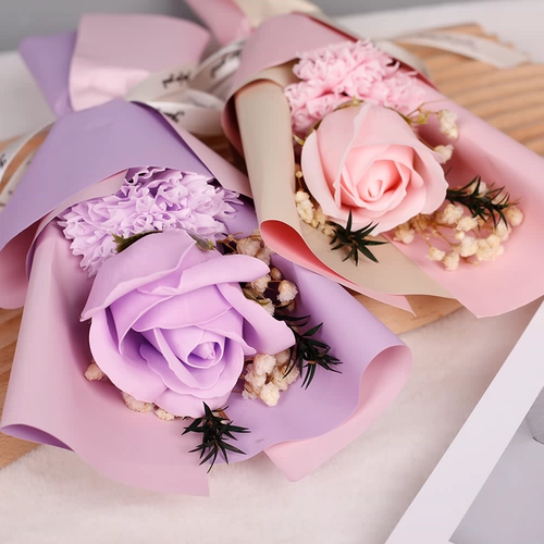 Гвоздики DIY Отделанный цветочный букет ручной работы 38 Женские подарки, чтобы дать сотрудникам вечный цветочный цветок цветочный мыло