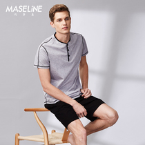 Massalon (pure cotton) pyjamas for mens summer blouses with a single sleeve head casual T-shirt short sleeve home conserved brief