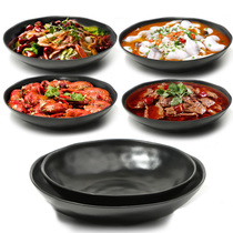 Black Melamine Cutlery Restaurant Commercial Acid Vegetable Fish Water Cooking Fish Small Lobster Pan Spicy Aromatic pan Cooking Large Bowl of Soup Basin