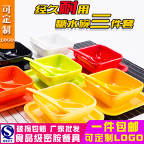 Melamine Cutlery Cotton Ice Gouging Ice Dessert Bowl Color Commercial Imitation Porcelain Thickened Plastic Milk Tea Shop Sugar Water Bowl Suit