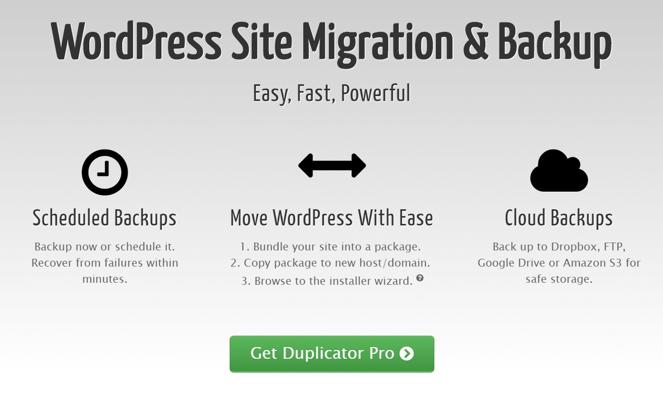 Duplicator Pro -- Backup Migration Plug-in under WordPress
