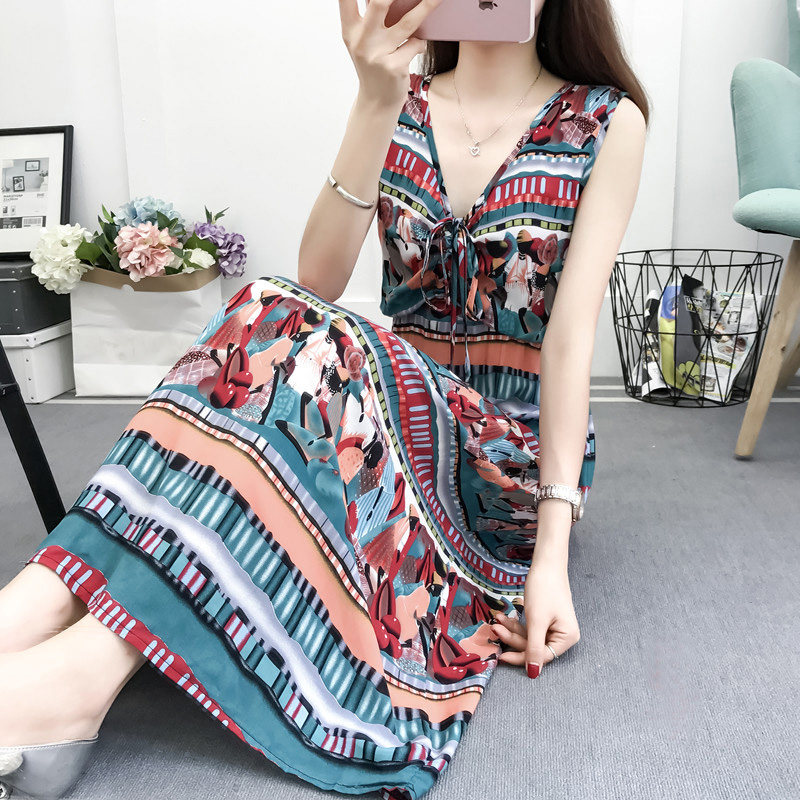 Cotton silk nightdress women's summer outer wear suspenders long version over-the-knee artificial cotton dress summer pajamas ankle-length skirt - Taobao