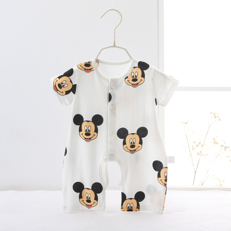 Bé onesies mùa hè 0 sơ sinh quần áo nam giới và phụ nữ bé phần mỏng mở tập tin cotton ngắn tay đầm 1 năm tuổi romper