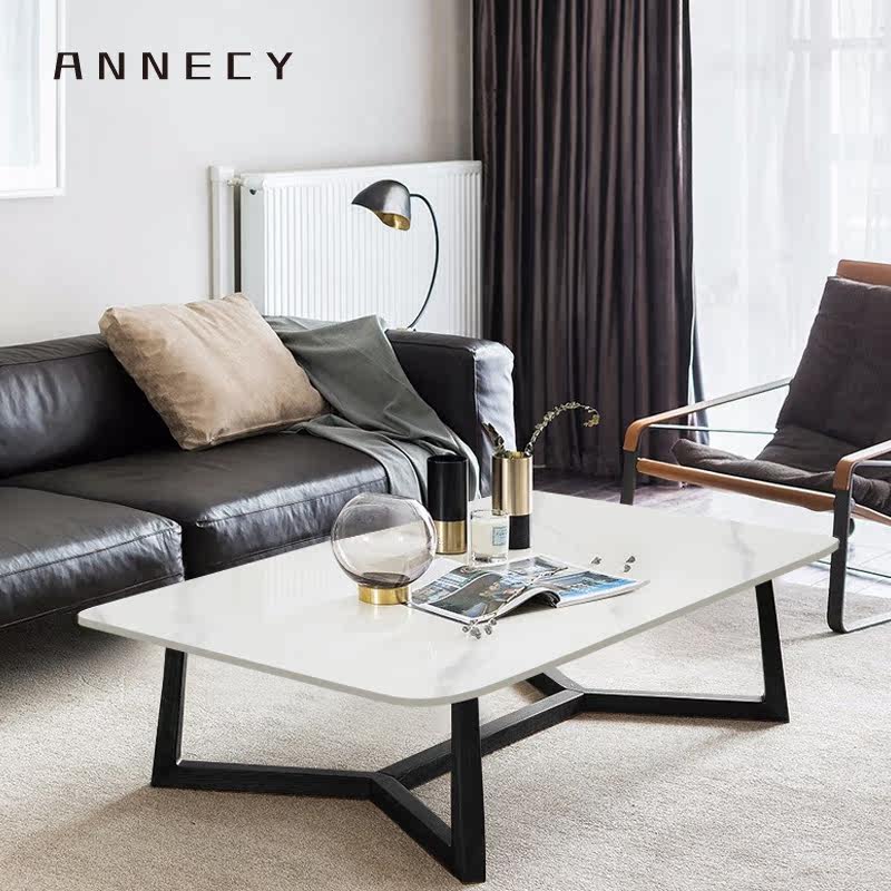 Italian Style Light Lavish Rockboard Tea Table Modern Minimalist Living-room Sofa Tea Table Nordic Extremely Simple Rectangular Designer Tea Table