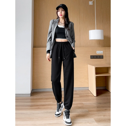 Tide, черные тонкие осенние штаны, свободный крой, высокая талия, коллекция 2022