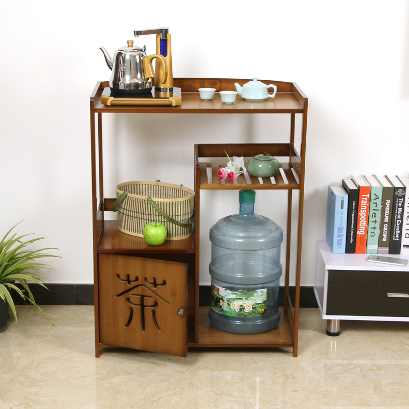 Multifunctional shelve Nan bamboo tea water rack tea stand movable side cabinet tea table burning water storage cabinet corner shelf