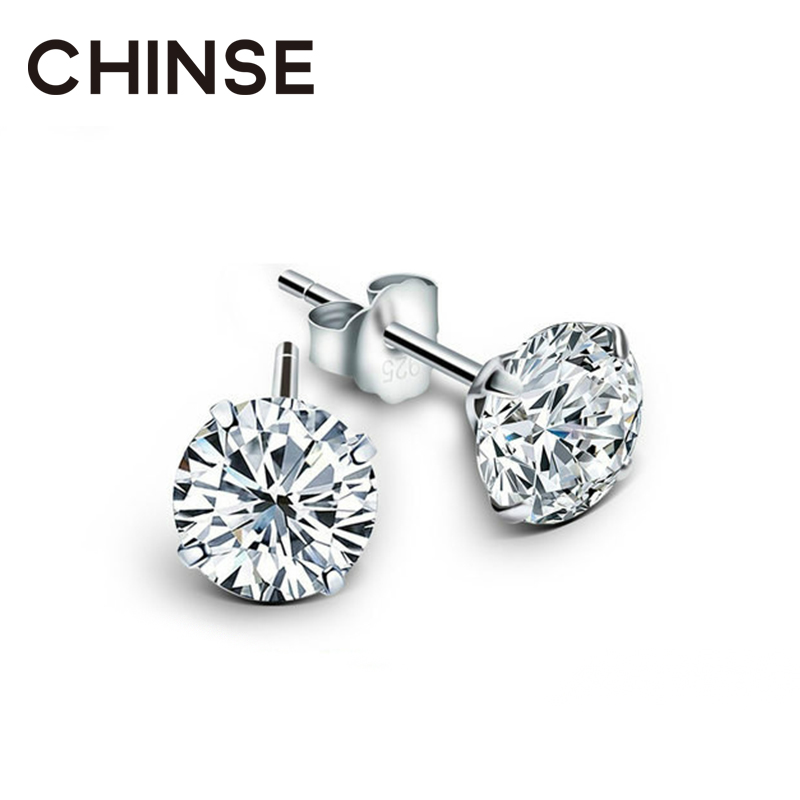 S925 sterling silver simple four-claw Korean version stud earrings men's single tide small earlobe suitable earrings personality silver jewelry women