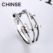 Time to run S925 sterling silver ring food ring multi-circle transfer beads auspicious transfer Korean fashion girlfriends gifts