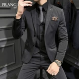 Мужской комплект, пиджак классического кроя для отдыха, изысканный стиль, облегающий крой, 3 предмета