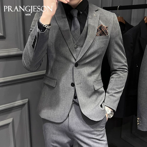 Мужской летний комплект, пиджак классического кроя для отдыха, костюм, свадебное платье