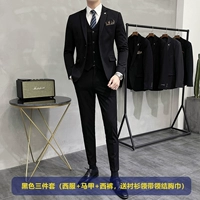 Черный комплект, жилет, штаны, рубашка, галстук-бабочка, 3 предмета