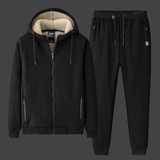 Флисовый хлопковый спортивный костюм для отдыха, зимний комплект, толстовка с капюшоном, увеличенная толщина, большой размер