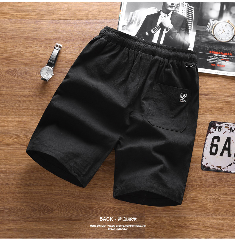 Mùa hè linen quần short giản dị men loose quần cộng với phân bón XL fat man chất béo cotton và linen năm quần của nam giới quần quần jean nam