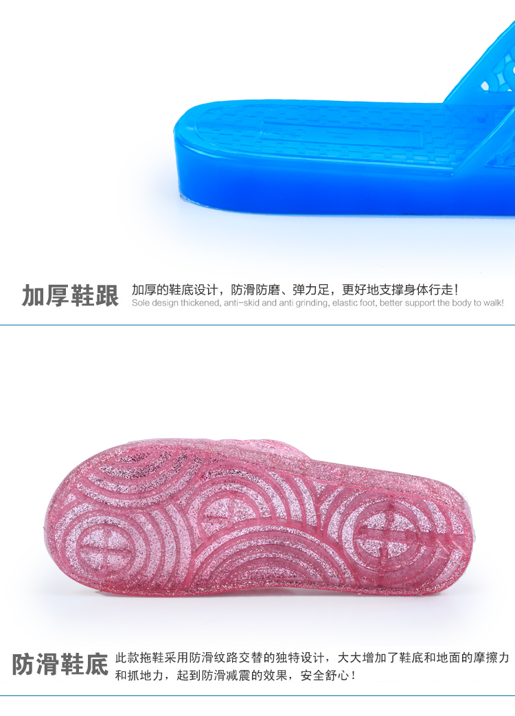 Pha lê Dép Mùa Hè của Phụ Nữ Nhựa Jelly Trong Suốt Phẳng Dưới Nhà Phòng Tắm Kéo Non-slip Khử Mùi Dép Trong Nhà và Dép Đi Trong Nhà