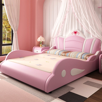 Childrens bed girl Princess bed Cartoon bed Girl dream single bed with fence Childrens room furniture combination set