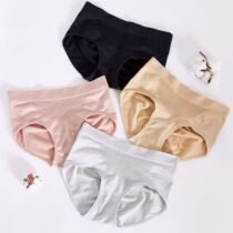 Japanese honeycomb seamless warm palace large size tummy control underwear mid-waist seamless honeycomb massage pure cotton crotch briefs