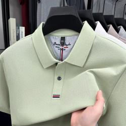 100% Cotton Short-Sleeved T-Shirt Men's Lapel Summer Business Casual Classy Polo Shirt Top Half-Sleeved Summer Clothes