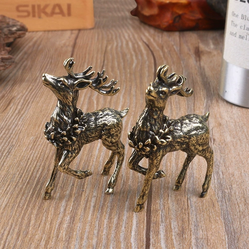 Китайский стиль чистый медный оленя, исследование пара украшений твердые латунные сика оленя, фигура, ремесленная скульптура маленький подарок