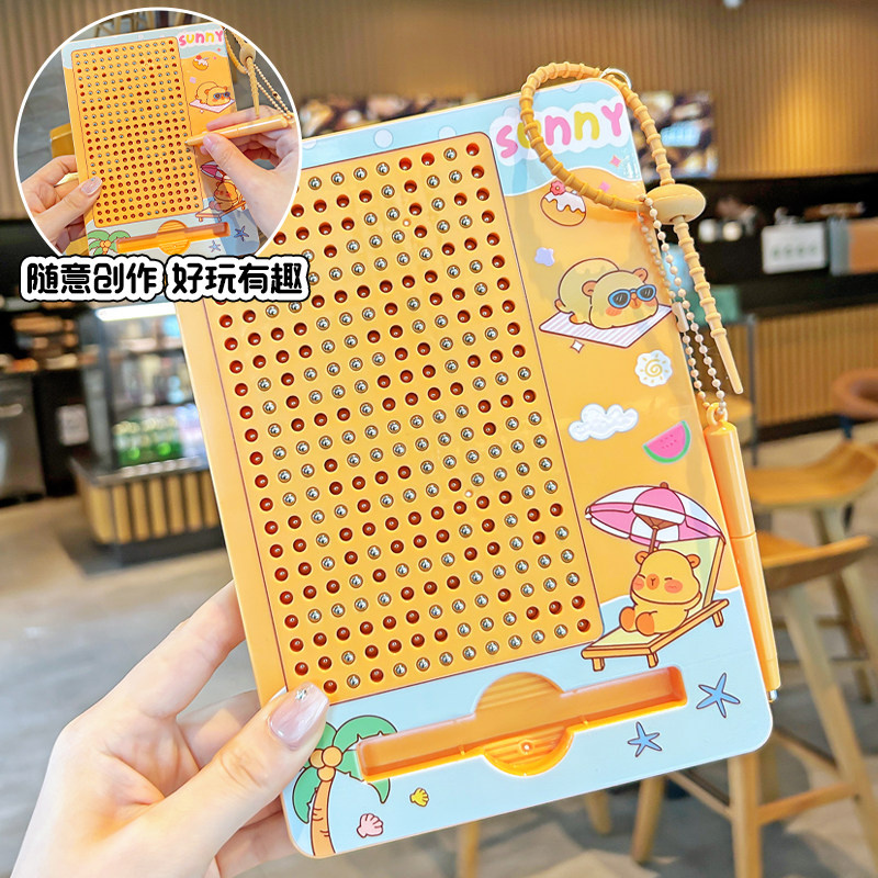 Kapibala Large Magnetic Steel Ball Drawing Board Keychain Cartoon Holiday Capybara Pendant Decompression Toy for Boys and Girls