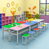 Tutoring class Desk and chair combination Student Cram school training table Color trapezoidal table Art painting splicing reading table